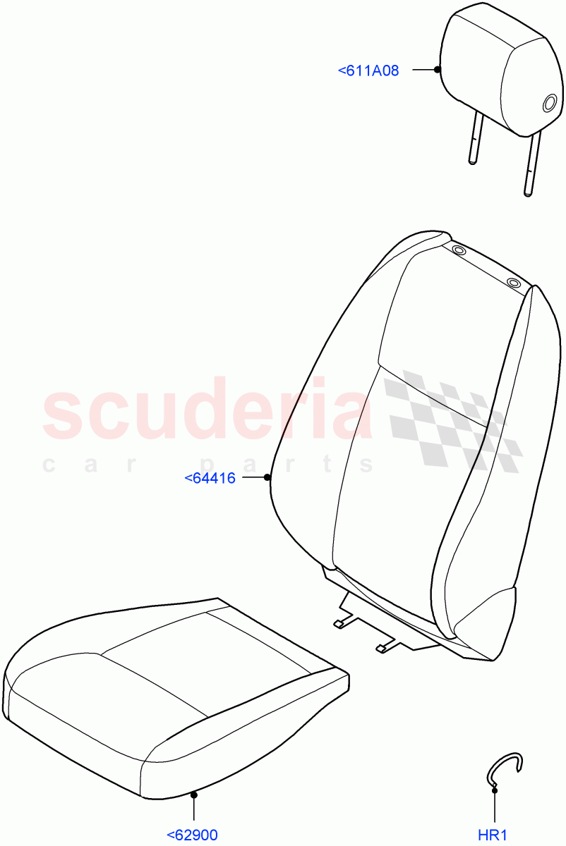 Front Seat Covers (Grained Cloth, Halewood (UK)) ((V) FROMLH000001) of Land Rover Land Rover Discovery Sport (2015+) [1.5 I3 Turbo Petrol AJ20P3]