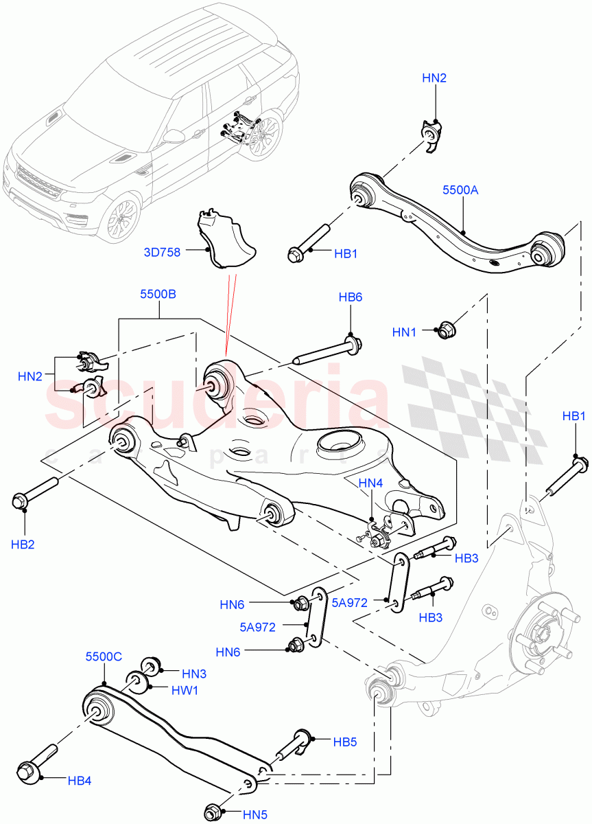 Rear Suspension Arms of Land Rover Land Rover Range Rover Sport (2014+) [3.0 I6 Turbo Petrol AJ20P6]