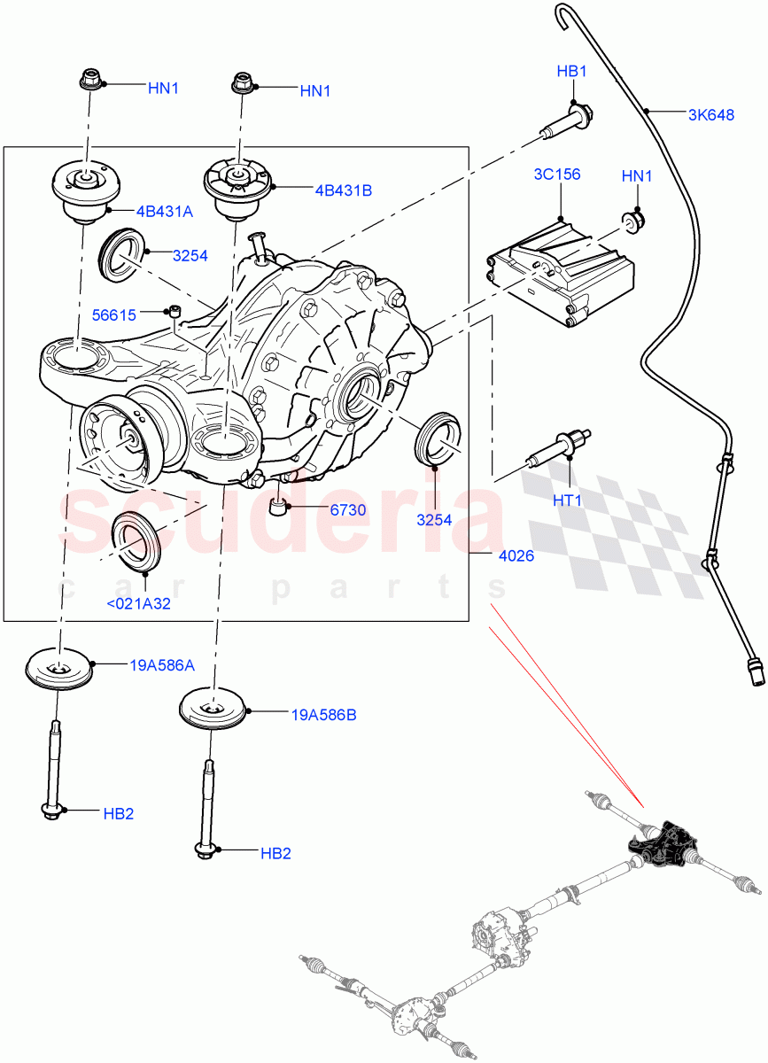 Rear Axle(3.0 V6 Diesel Electric Hybrid Eng,8 Speed Auto Trans ZF 8HP70 HEV 4WD,Rear Axle Open Style Differential,3.0 V6 D Gen2 Twin Turbo)((V)FROMEA000001) of Land Rover Land Rover Range Rover (2012-2021) [5.0 OHC SGDI NA V8 Petrol]