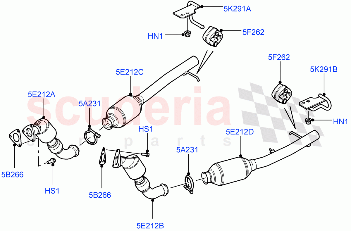 Exhaust System(Front)(3.6L V8 32V DOHC EFi Diesel Lion,Euro Stage 4 Emissions)((V)FROMAA000001) of Land Rover Land Rover Range Rover (2010-2012) [3.6 V8 32V DOHC EFI Diesel]