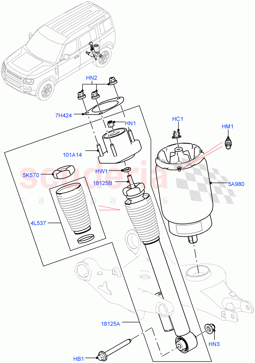 Rear Springs And Shock Absorbers(With Four Corner Air Suspension) of Land Rover Land Rover Defender (2020+) [2.0 Turbo Diesel]