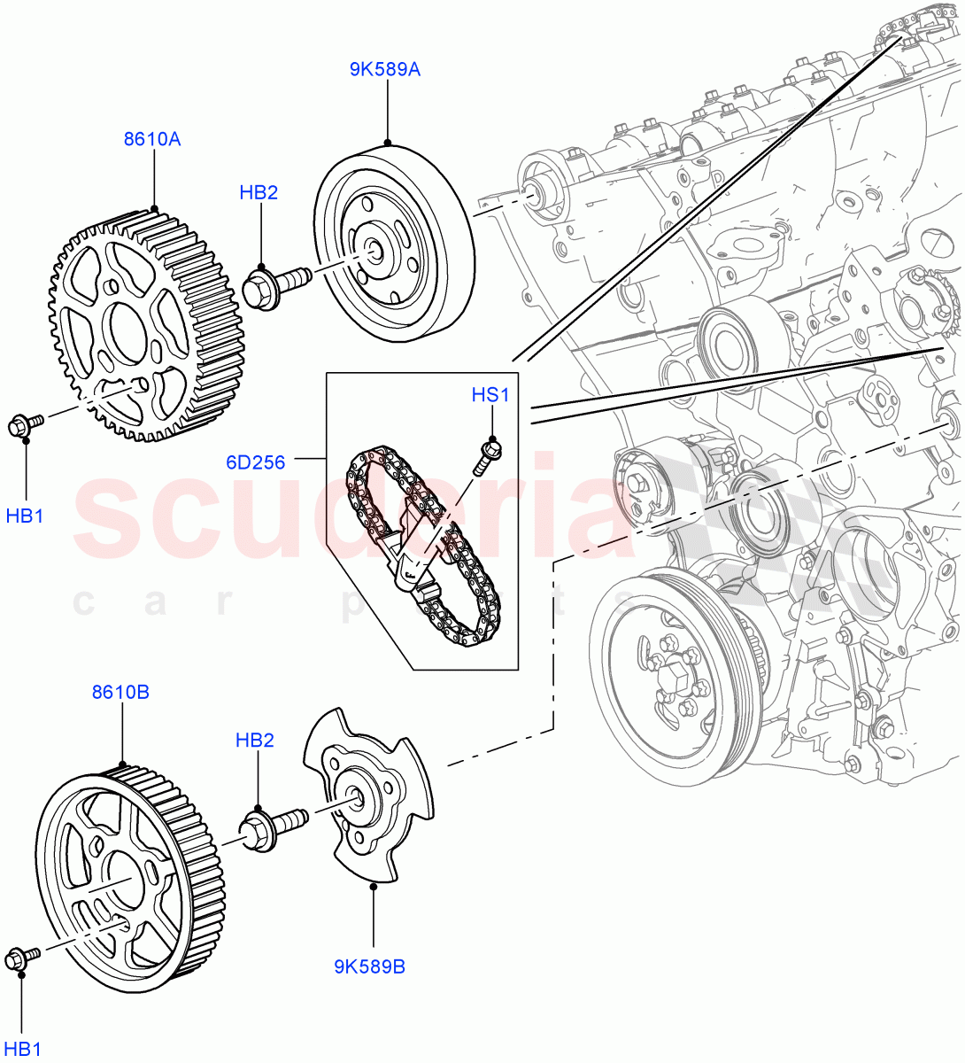 Timing Gear(Upper, Solihull Plant Build)(3.0 V6 Diesel)((V)FROMAA000001) of Land Rover Land Rover Range Rover Sport (2010-2013) [3.0 Diesel 24V DOHC TC]