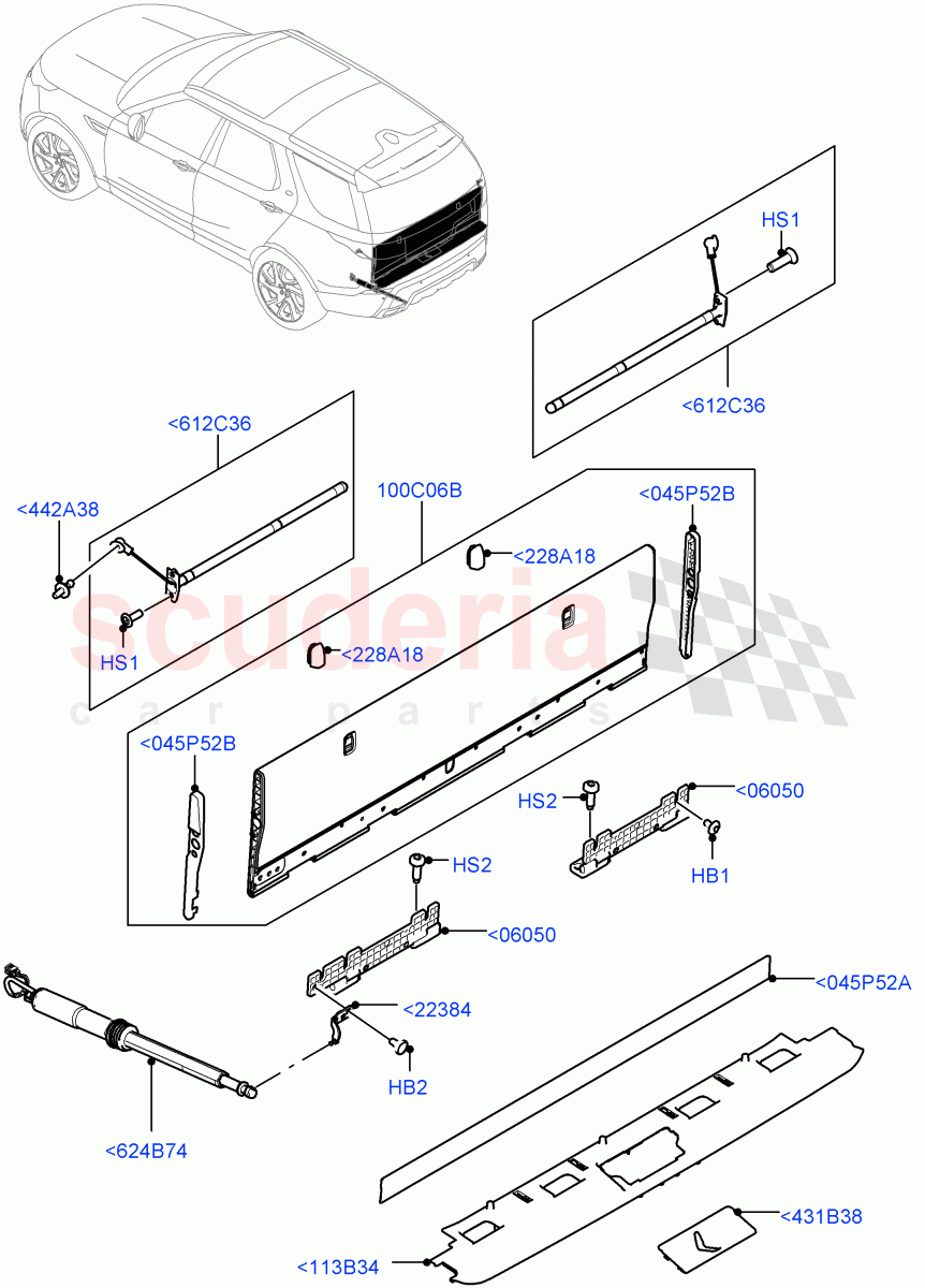 Load Compartment Trim (Floor, Nitra Plant Build, Power Deployable) (Inner Tailgate - Powered) ((V) FROMK2000001) of Land Rover Land Rover Discovery 5 (2017+) [3.0 DOHC GDI SC V6 Petrol]