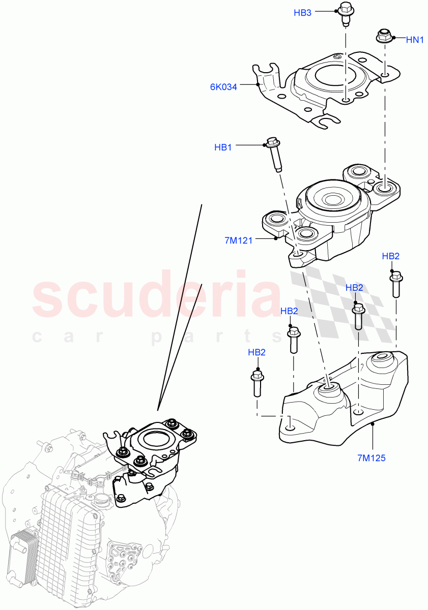 Transmission Mounting (2.2L CR DI 16V Diesel, 9 Speed Auto AWD, Halewood (UK)) of Land Rover Land Rover Discovery Sport (2015+) [2.0 Turbo Petrol AJ200P]