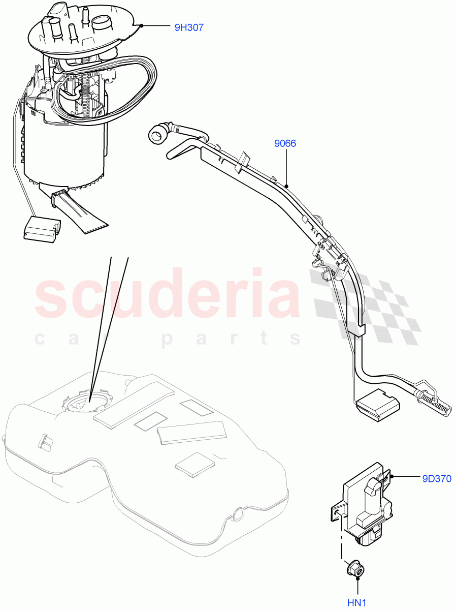 Fuel Pump And Sender Unit(2.0L I4 DSL HIGH DOHC AJ200,Halewood (UK),With Diesel Exh Fluid Emission Tank,2.0L I4 DSL MID DOHC AJ200) of Land Rover Land Rover Discovery Sport (2015+) [2.0 Turbo Diesel]