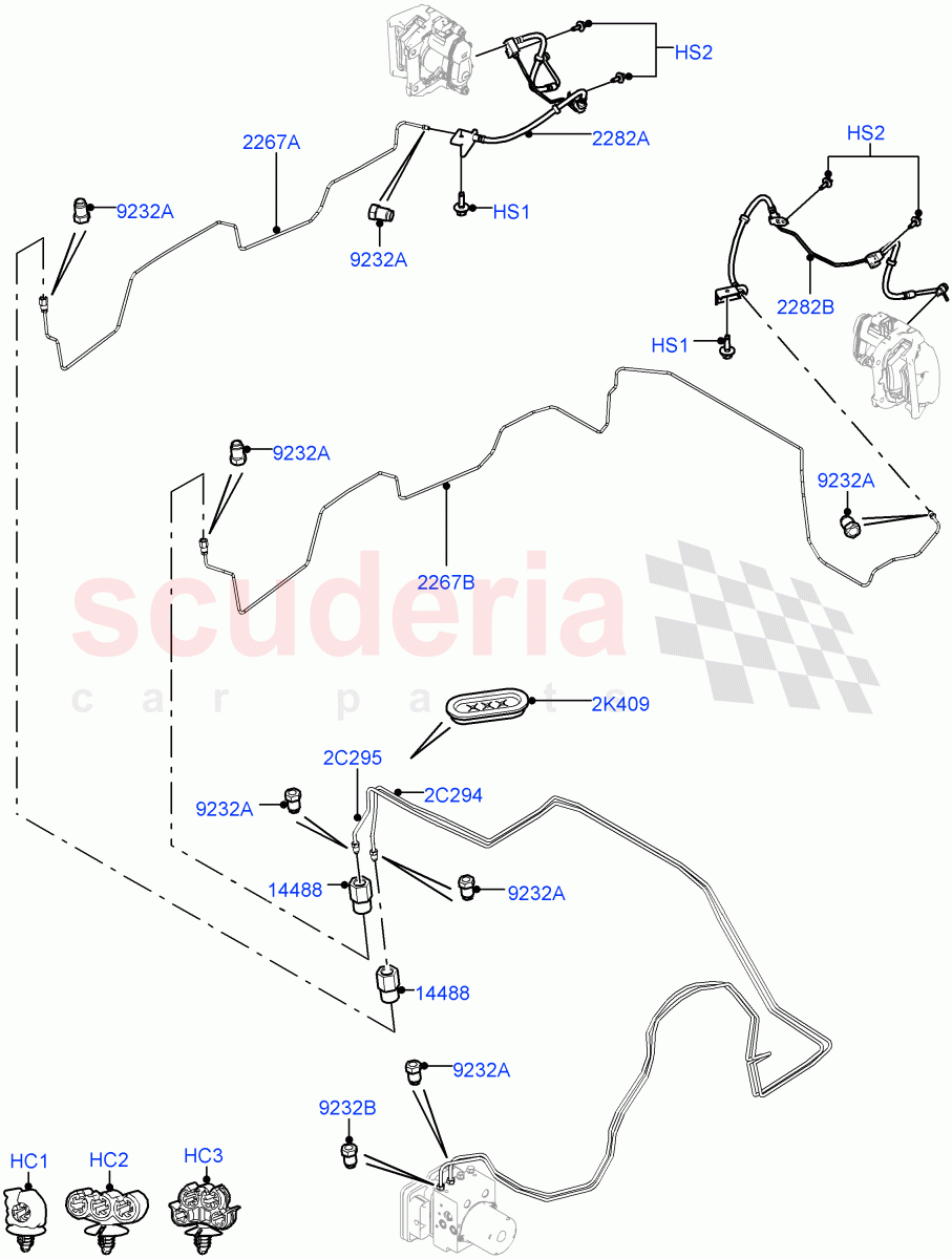 Rear Brake Pipes (LHD) of Land Rover Land Rover Range Rover Sport (2014+) [3.0 I6 Turbo Petrol AJ20P6]