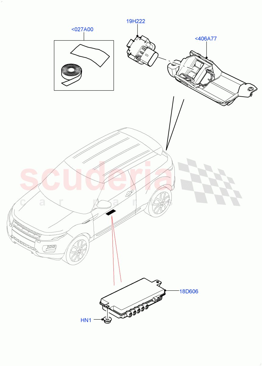 Camera Equipment(Halewood (UK),Rear View Camera-Fixed)((V)FROMEH000001) of Land Rover Land Rover Range Rover Evoque (2012-2018) [2.0 Turbo Petrol GTDI]