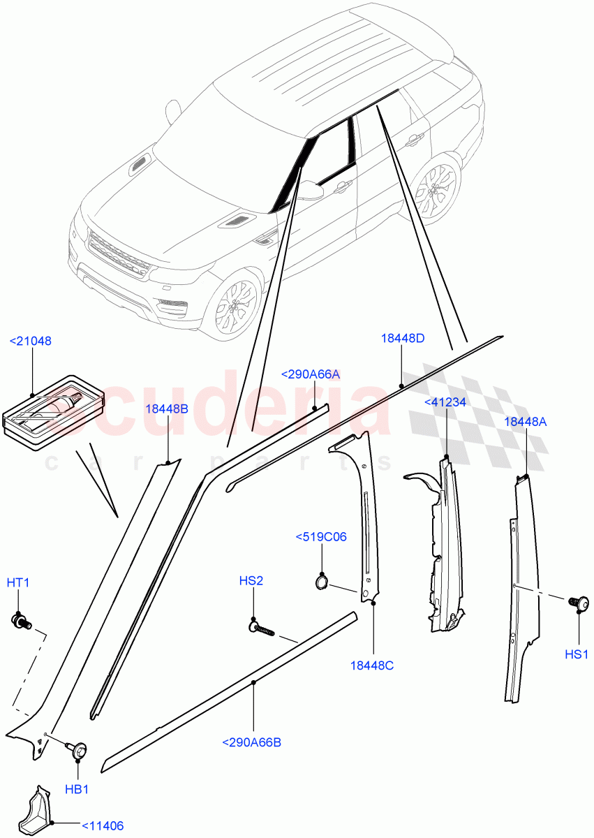 Front Doors, Hinges & Weatherstrips (Finishers) of Land Rover Land Rover Range Rover Sport (2014+) [2.0 Turbo Petrol GTDI]