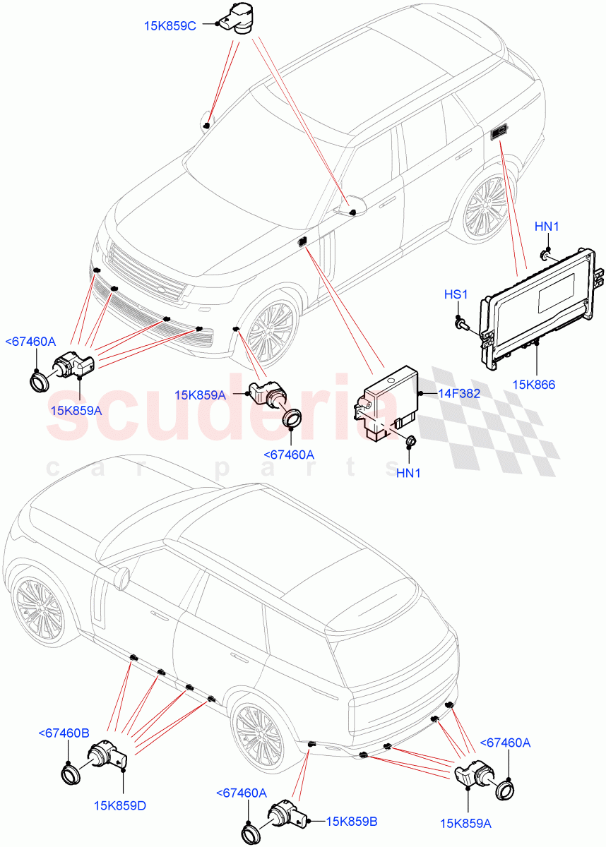 Parking Distance Control of Land Rover Land Rover Range Rover (2022+) [3.0 I6 Turbo Diesel AJ20D6]