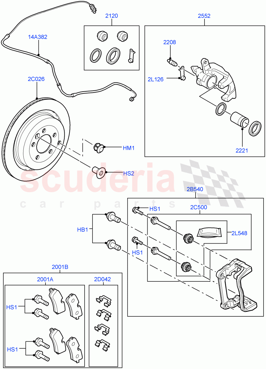 Rear Brake Discs And Calipers (5.0L OHC SGDI NA V8 Petrol - AJ133, 3.0L 24V DOHC V6 TC Diesel, 3.6L V8 32V DOHC EFi Diesel Lion) ((V) FROMAA257941) of Land Rover Land Rover Range Rover Sport (2010-2013) [5.0 OHC SGDI NA V8 Petrol]