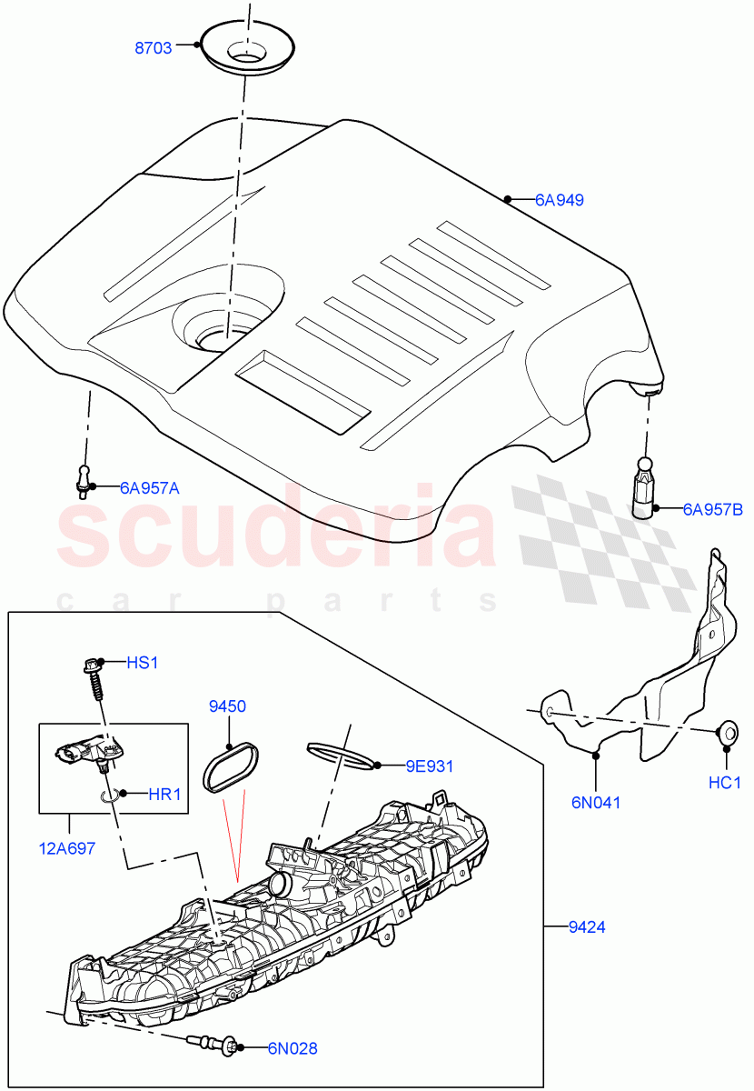 Inlet Manifold (Nitra Plant Build) (3.0L AJ20P6 Petrol High) ((V) FROMM2000001) of Land Rover Land Rover Discovery 5 (2017+) [3.0 I6 Turbo Petrol AJ20P6]