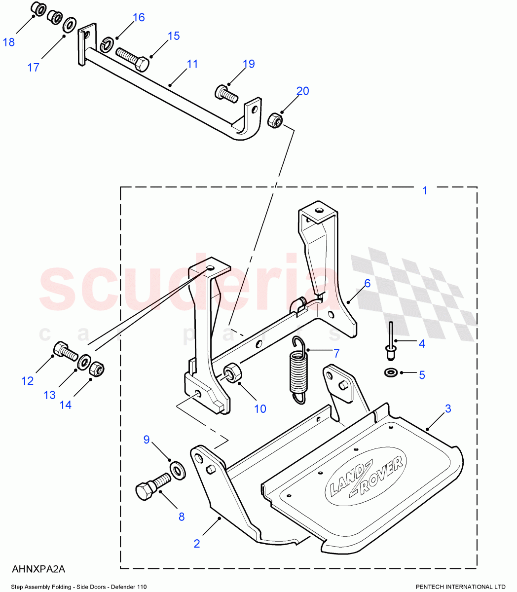 Step Assembly Folding-Side Doors ((V) FROM7A000001, (V) TOAA999999) of Land Rover Land Rover Defender (2007-2016)