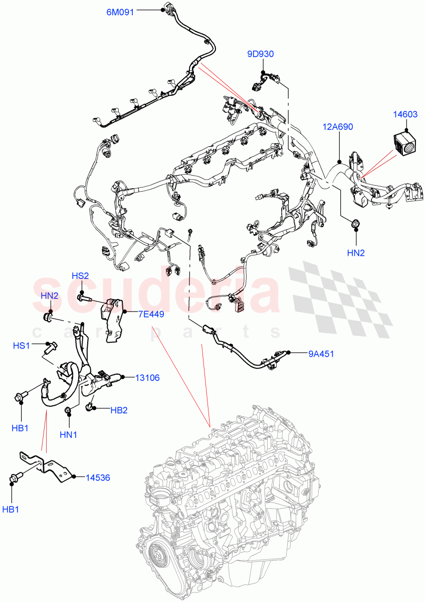 Electrical Wiring - Engine And Dash (3.0L AJ20D6 Diesel High) ((V) FROMLA000001) of Land Rover Land Rover Range Rover (2012-2021) [5.0 OHC SGDI SC V8 Petrol]