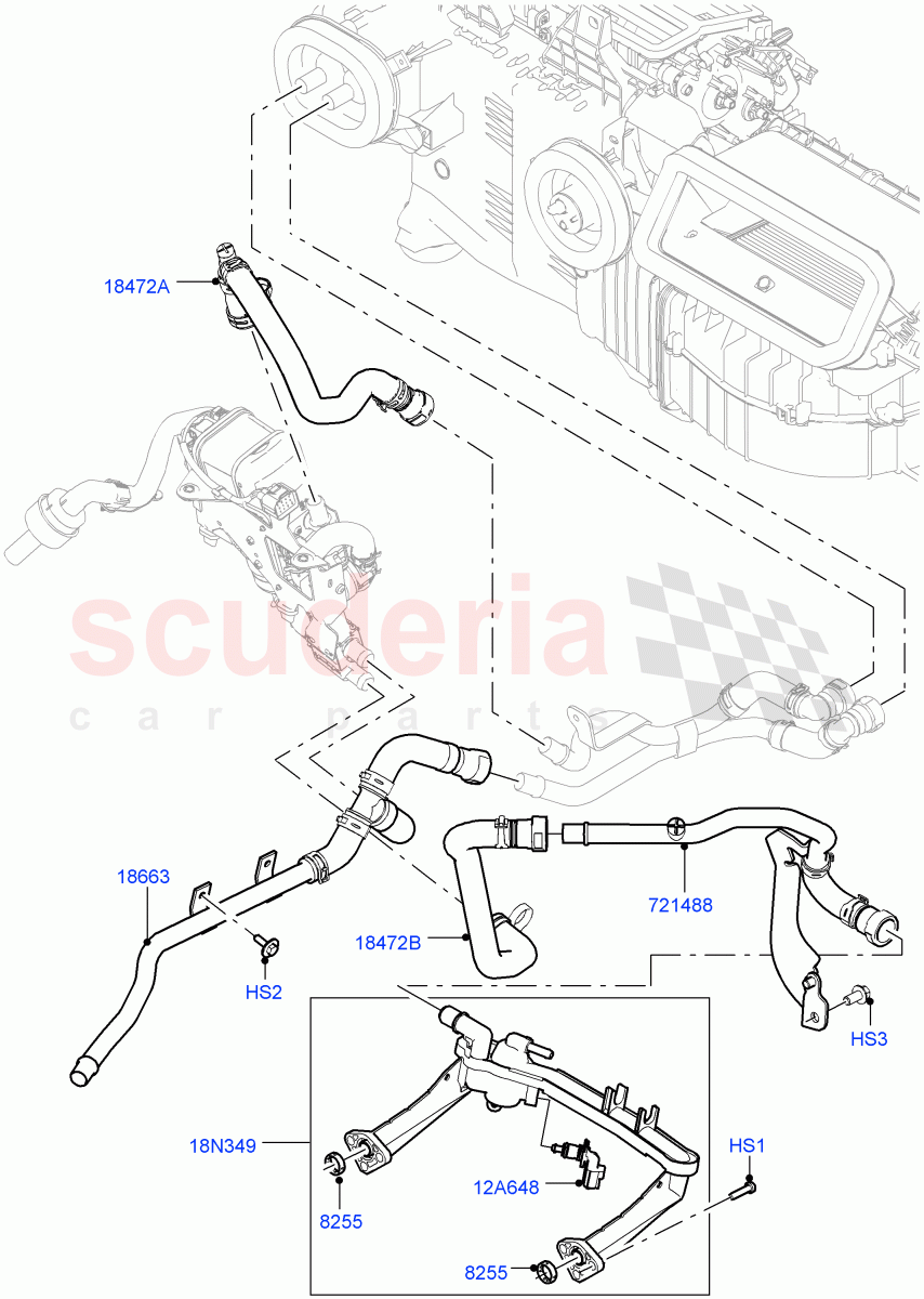 Heater Hoses(Front)(3.0L DOHC GDI SC V6 PETROL,Park Heating With Remote Control,With Park Heating)((V)FROMJA000001,(V)TOJA999999) of Land Rover Land Rover Range Rover (2012-2021) [3.0 DOHC GDI SC V6 Petrol]