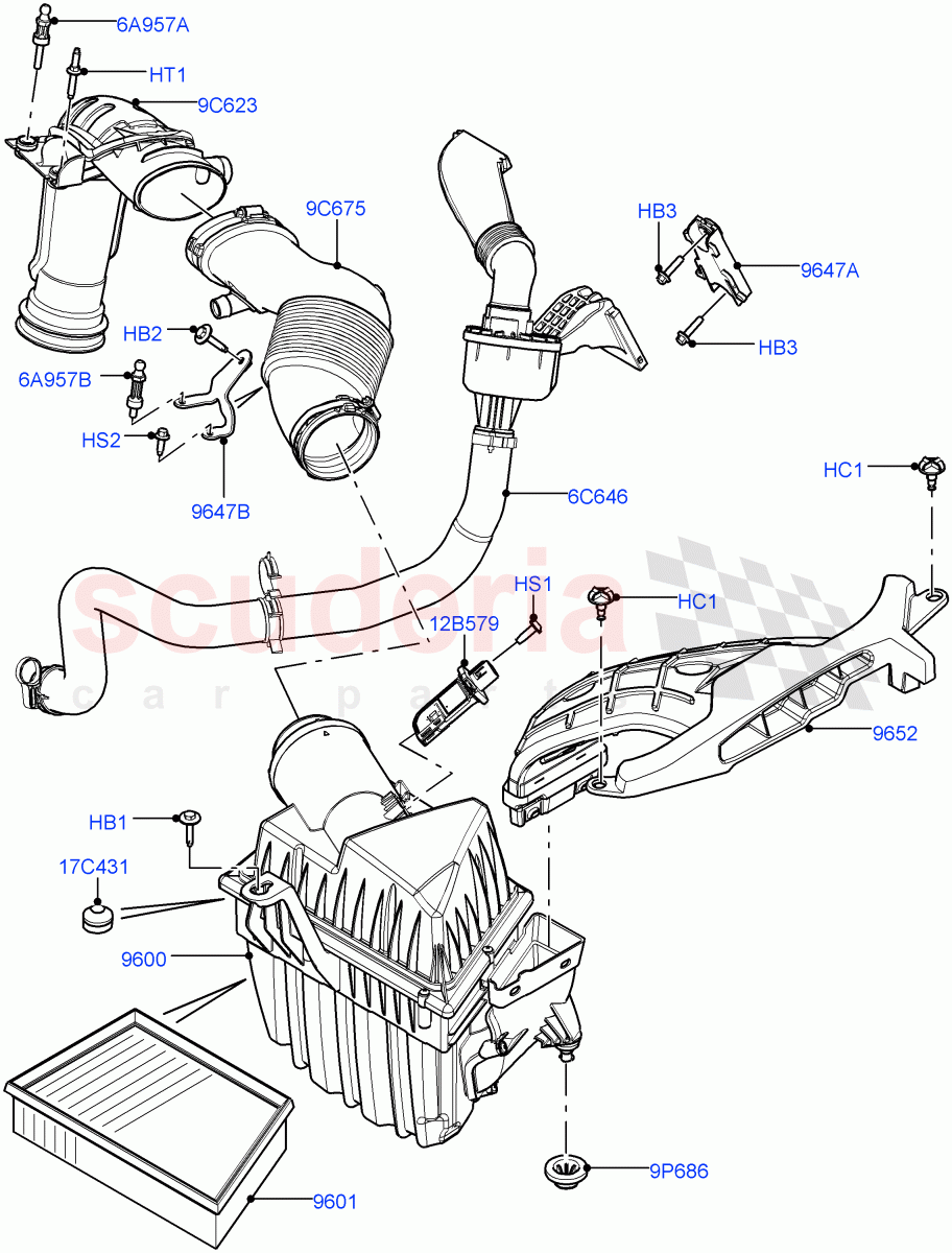 Air Cleaner (2.0L 16V TIVCT T/C 240PS Petrol, Itatiaia (Brazil)) ((V) FROMGT000001) of Land Rover Land Rover Range Rover Evoque (2012-2018) [2.0 Turbo Petrol GTDI]
