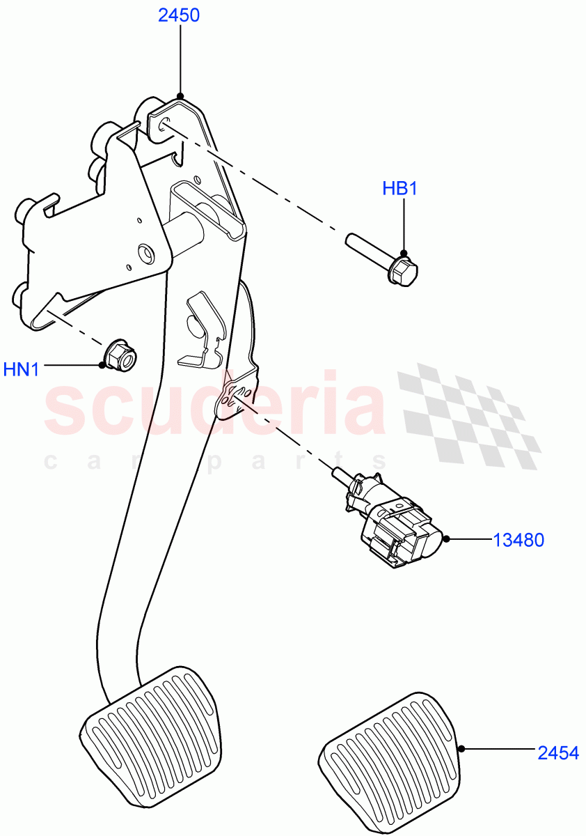 Brake And Clutch Controls(Nitra Plant Build)((V)FROMK2000001) of Land Rover Land Rover Discovery 5 (2017+) [3.0 DOHC GDI SC V6 Petrol]