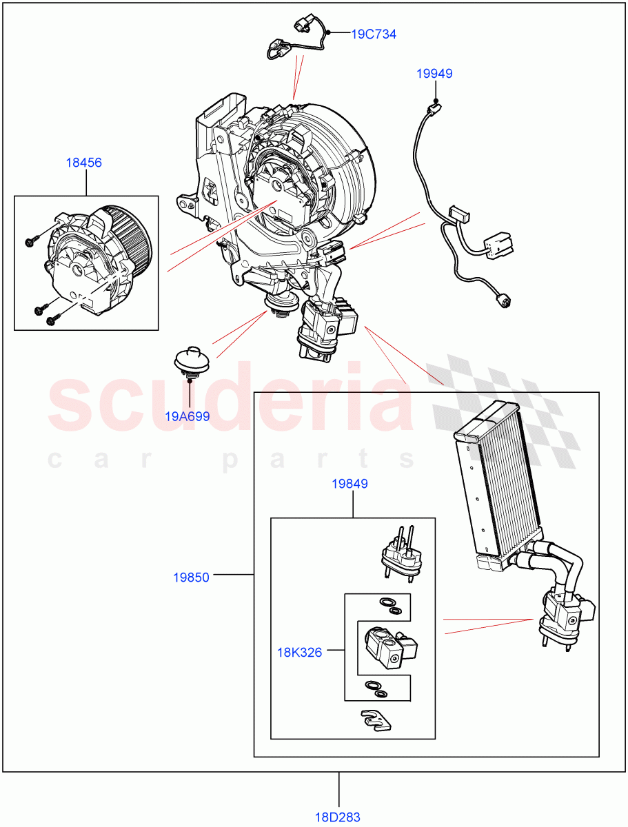 Heater/Air Cond.Internal Components(Auxiliary Unit)(Standard Wheelbase,3 Zone Air Conditioning + Chiller) of Land Rover Land Rover Defender (2020+) [2.0 Turbo Petrol AJ200P]