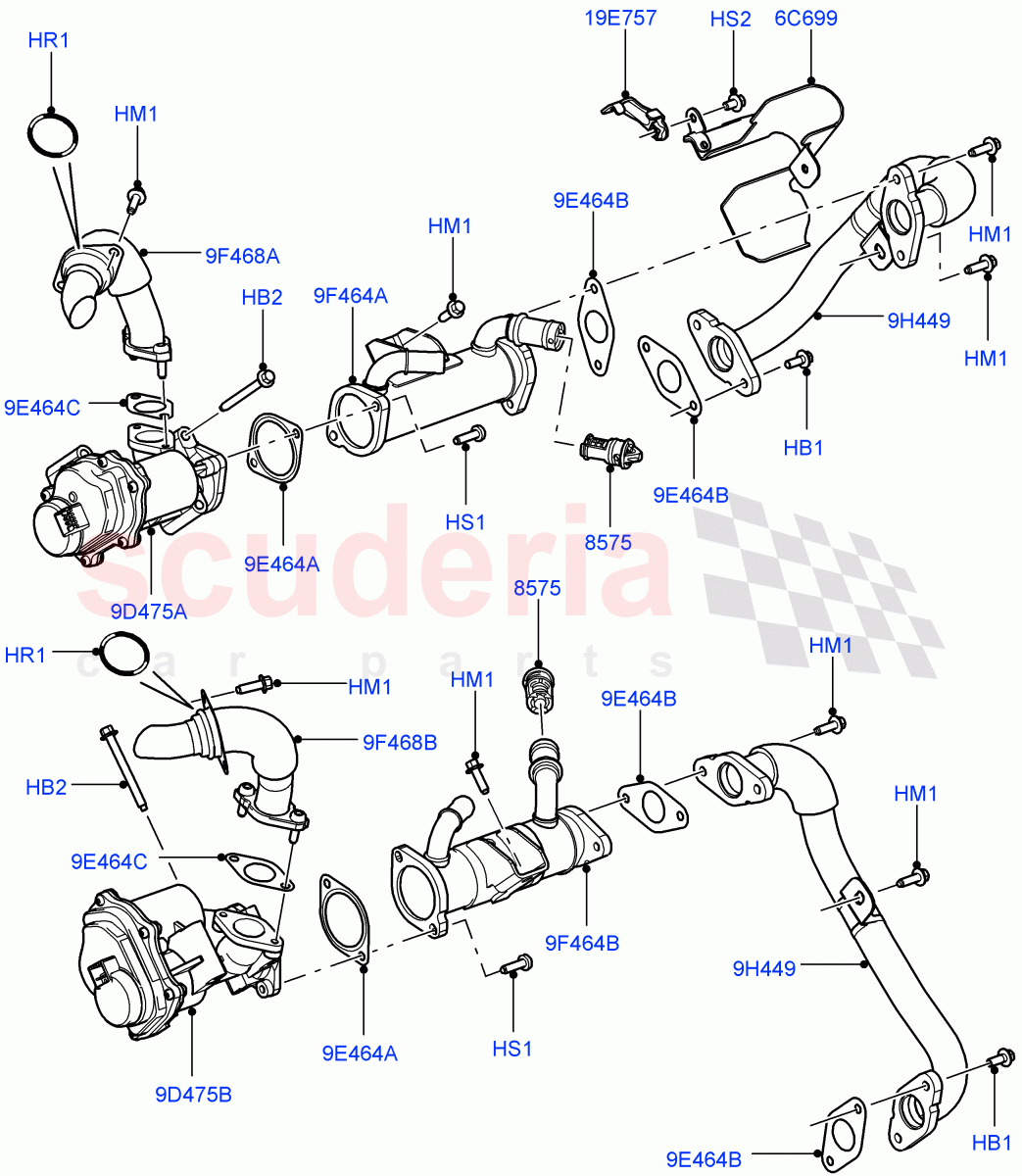 Exhaust Gas Recirculation(3.6L V8 32V DOHC EFi Diesel Lion)((V)FROM7A000001,(V)TO9A999999) of Land Rover Land Rover Range Rover Sport (2005-2009) [3.6 V8 32V DOHC EFI Diesel]