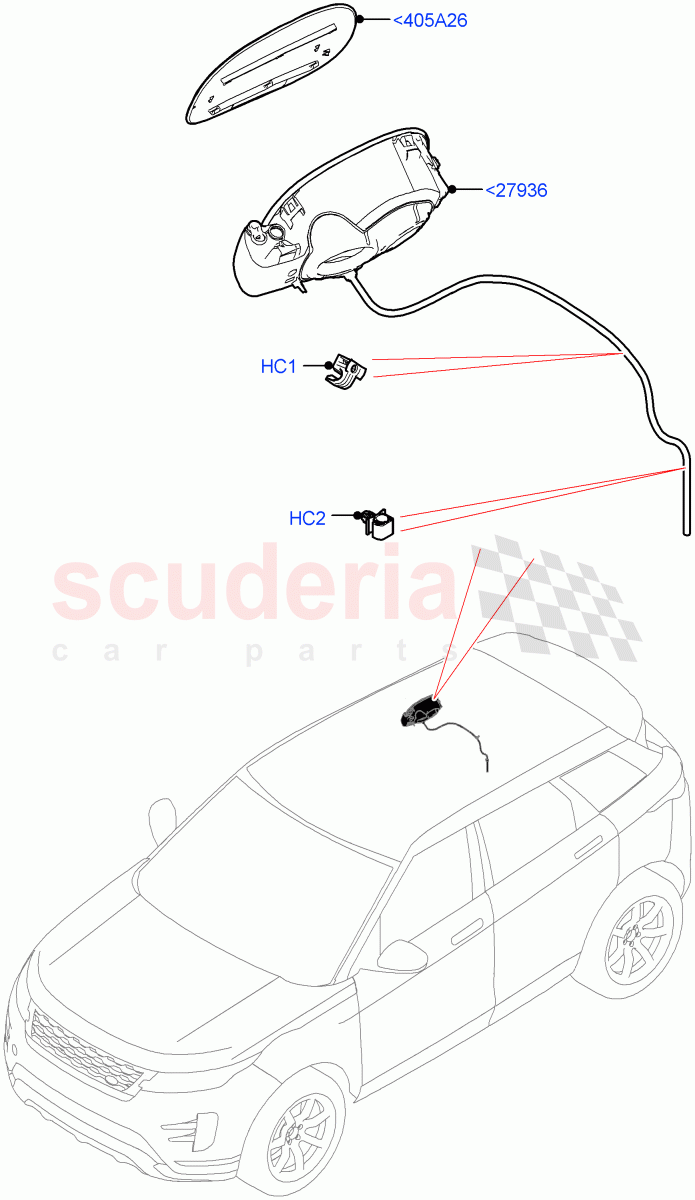 Fuel Tank Filler Door And Controls(Changsu (China),Electric Engine Battery-MHEV,Less Electric Engine Battery) of Land Rover Land Rover Range Rover Evoque (2019+) [1.5 I3 Turbo Petrol AJ20P3]