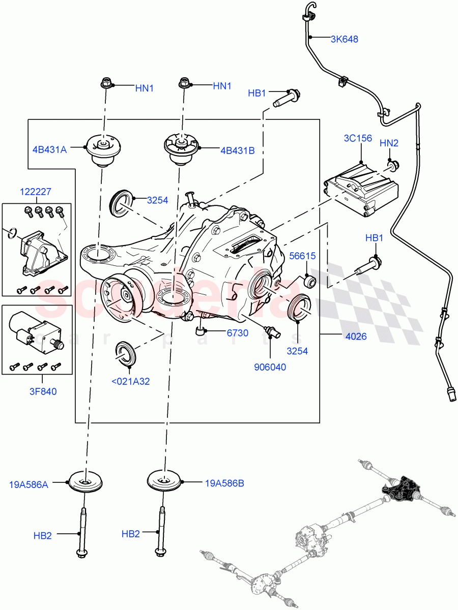 Rear Axle(Nitra Plant Build)(Electronic Locking Differential)((V)FROMK2000001,(V)TOL2999999) of Land Rover Land Rover Discovery 5 (2017+) [3.0 I6 Turbo Petrol AJ20P6]