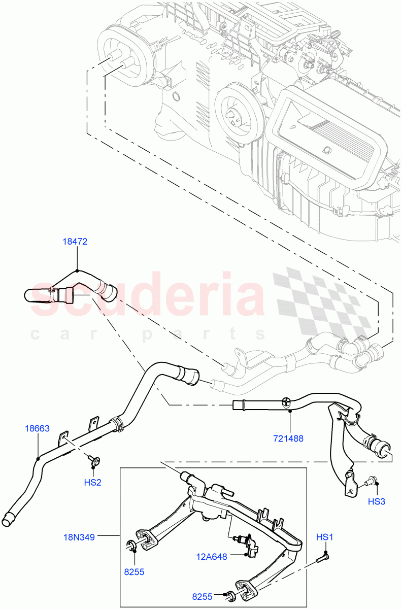 Heater Hoses(Front)(3.0L DOHC GDI SC V6 PETROL,With Ptc Heater,With Fresh Air Heater,Less Heater)((V)FROMEA000001) of Land Rover Land Rover Range Rover (2012-2021) [2.0 Turbo Petrol GTDI]