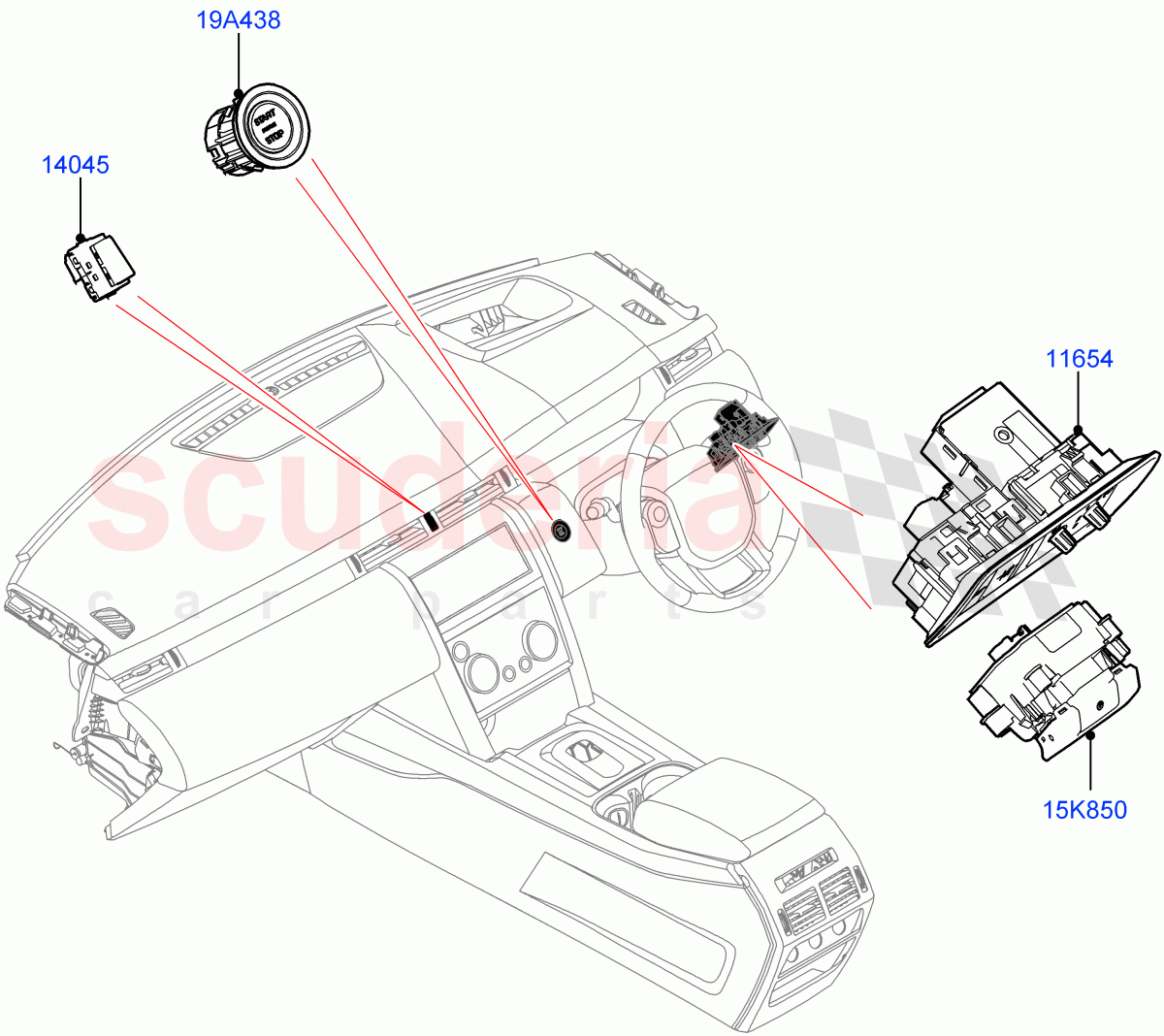 Switches (Facia And Console) (Halewood (UK)) ((V) FROMLH000001) of Land Rover Land Rover Discovery Sport (2015+) [2.2 Single Turbo Diesel]