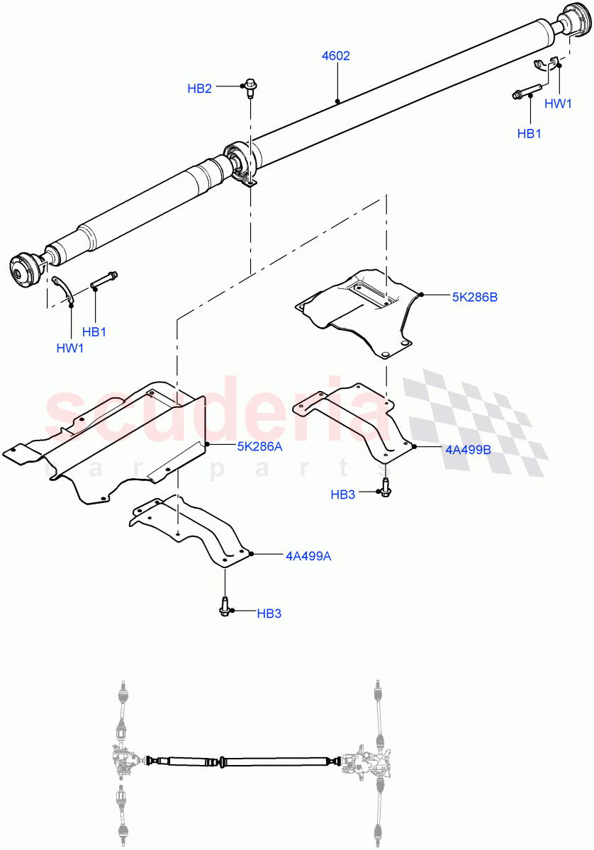 Drive Shaft - Rear Axle Drive(Propshaft)(Halewood (UK),Efficient Driveline)((V)FROMGH000001,(V)TOKH999999) of Land Rover Land Rover Discovery Sport (2015+) [2.0 Turbo Petrol GTDI]