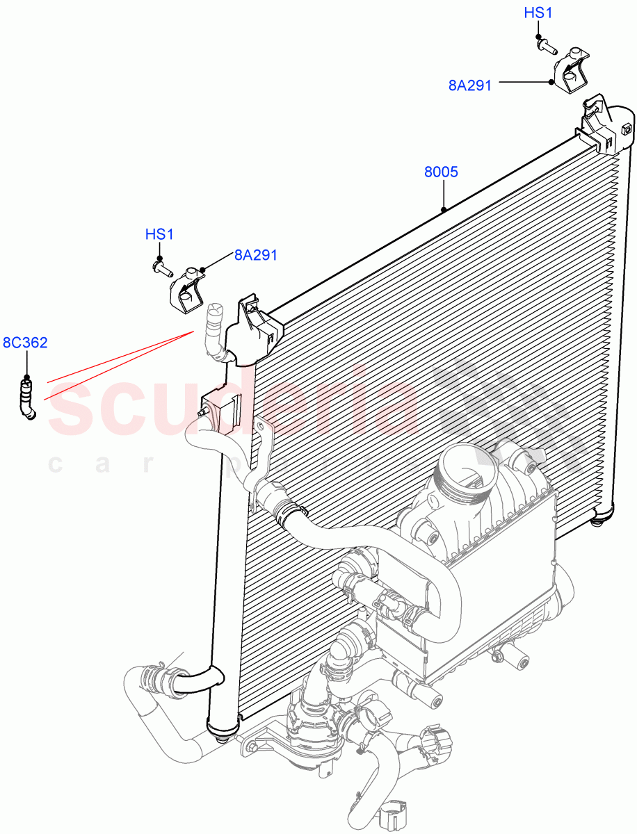 Radiator/Coolant Overflow Container(Water Charge Air Cooler, Intercooler Radiator, Solihull Plant Build)(2.0L AJ200P Hi PHEV,2.0L I4 High DOHC AJ200 Petrol)((V)FROMJA000001) of Land Rover Land Rover Range Rover Sport (2014+) [2.0 Turbo Petrol AJ200P]