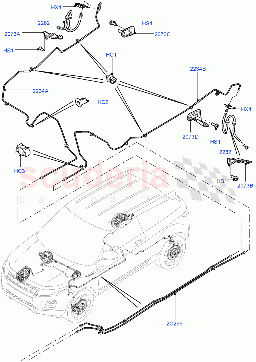 Rear Brake Pipes(Itatiaia (Brazil))((V)FROMGT000001) of Land Rover Land Rover Range Rover Evoque (2012-2018) [2.0 Turbo Petrol AJ200P]