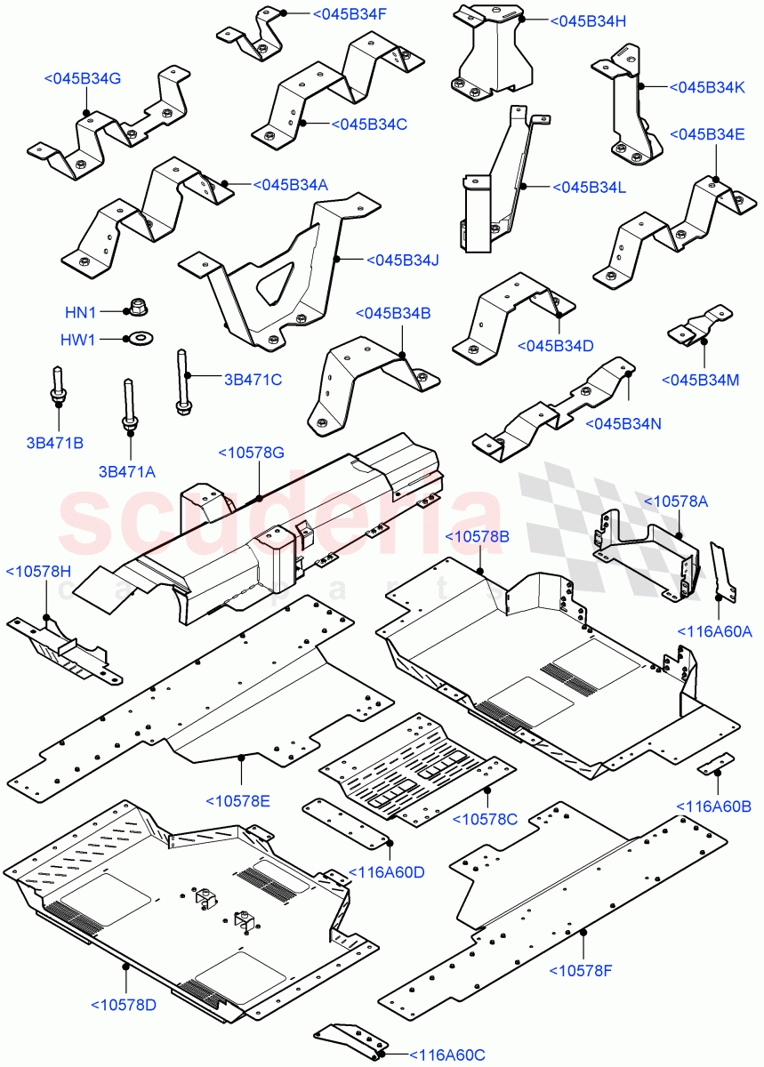 Floor Pan - Centre And Rear(Steel Floor)(Armoured)((V)FROMJA000001) of Land Rover Land Rover Range Rover (2012-2021) [3.0 I6 Turbo Diesel AJ20D6]