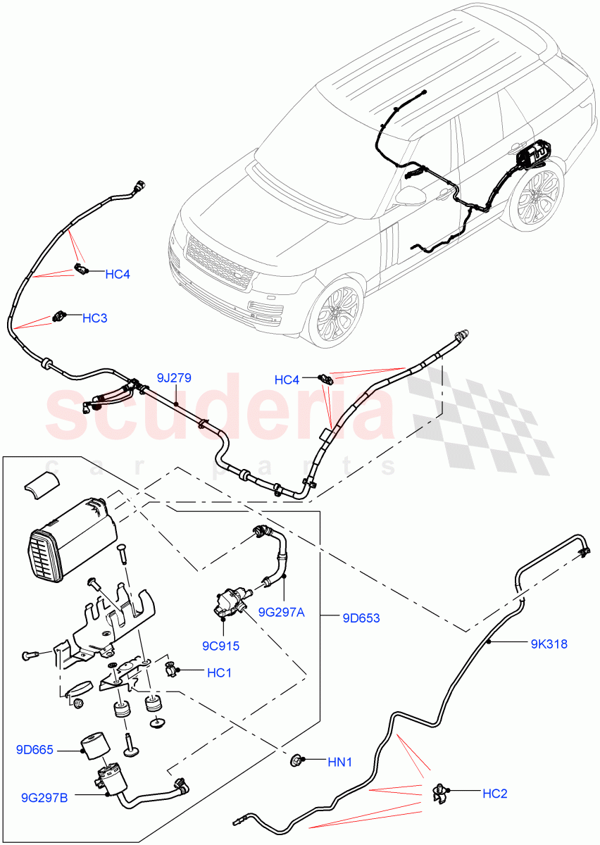 Fuel Lines(5.0L P AJ133 DOHC CDA S/C Enhanced,Fuel Tank Filler Neck - DMTL,5.0L OHC SGDI SC V8 Petrol - AJ133,5.0 Petrol AJ133 DOHC CDA)((V)FROMHA000001) of Land Rover Land Rover Range Rover (2012-2021) [5.0 OHC SGDI SC V8 Petrol]