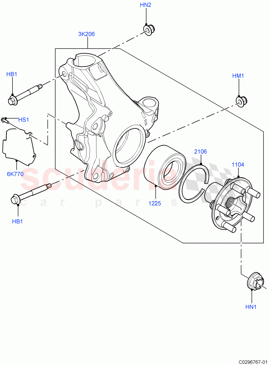 Front Knuckle And Hub (Changsu (China)) of Land Rover Land Rover Range Rover Evoque (2019+) [1.5 I3 Turbo Petrol AJ20P3]