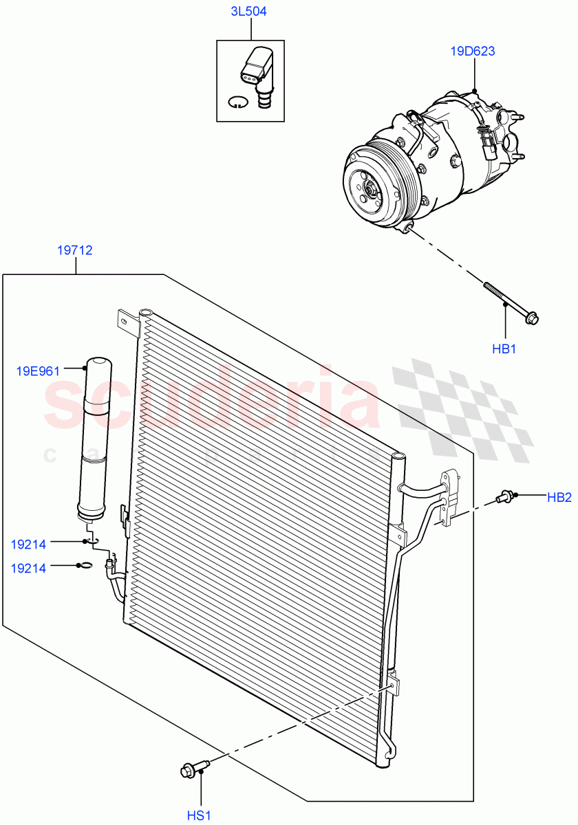Air Conditioning Condensr/Compressr (3.0L DOHC GDI SC V6 PETROL) ((V) FROMEA000001) of Land Rover Land Rover Discovery 4 (2010-2016) [4.0 Petrol V6]
