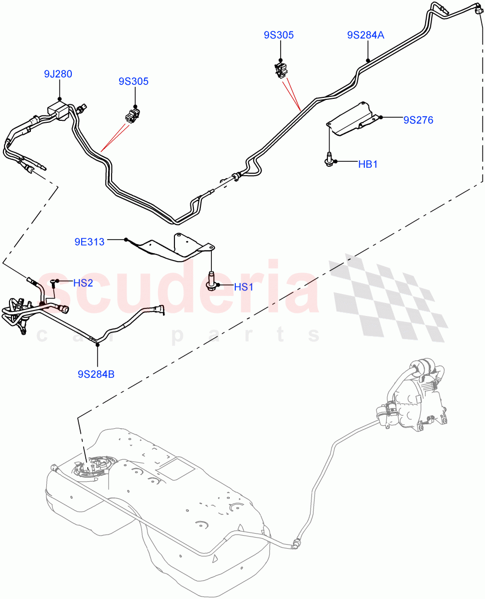 Fuel Lines(1.5L AJ20P3 Petrol High,8 Speed Automatic Trans 8G30,Changsu (China)) of Land Rover Land Rover Range Rover Evoque (2019+) [1.5 I3 Turbo Petrol AJ20P3]