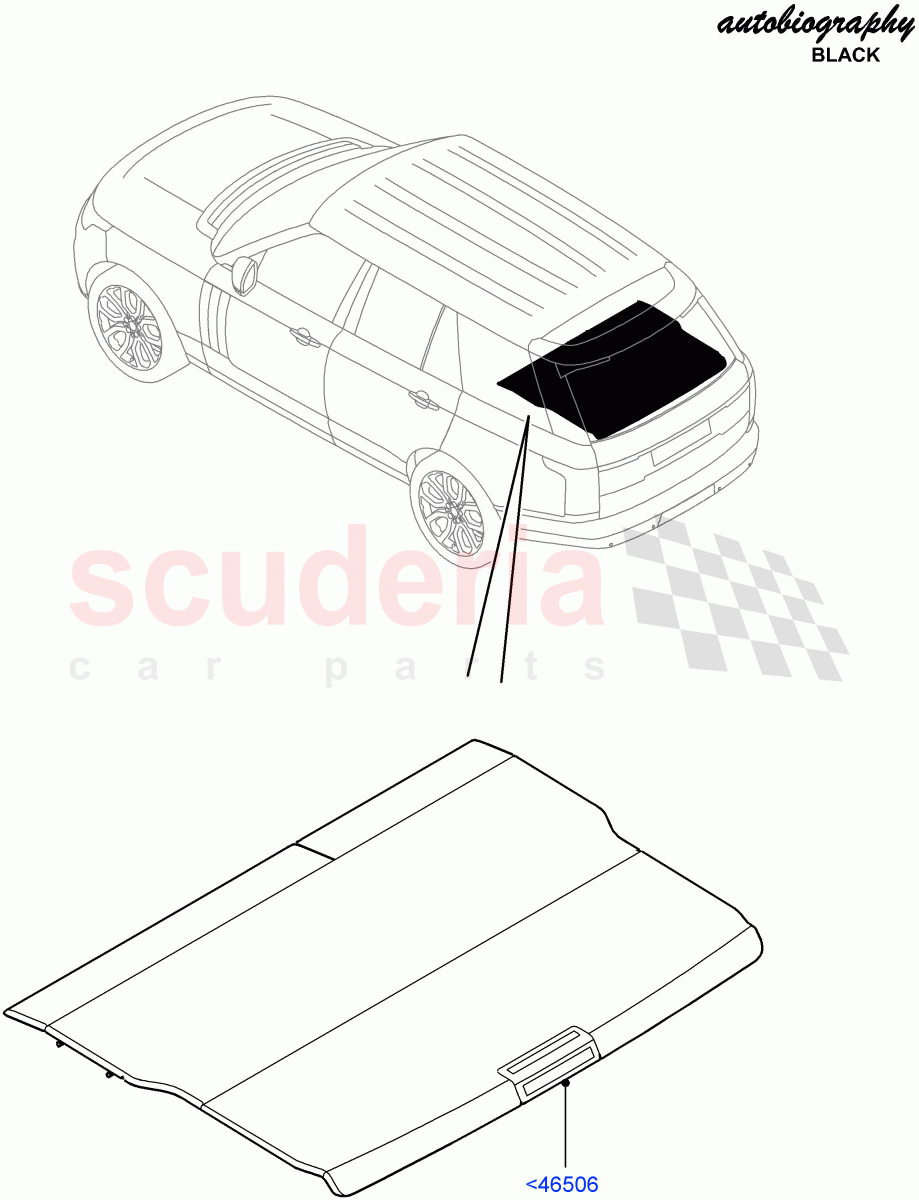 Load Compartment Trim(Package Tray, Autobiography Black / SV Autobiography, Upper)(Limited Package,40/20/40 Super Slouch Rear Seat,Less Version Package,With 2 Rear Small Individual Seats,With 40/40 Split Individual Rr Seat)((V)FROMEA000001) of Land Rover Land Rover Range Rover (2012-2021) [3.0 DOHC GDI SC V6 Petrol]