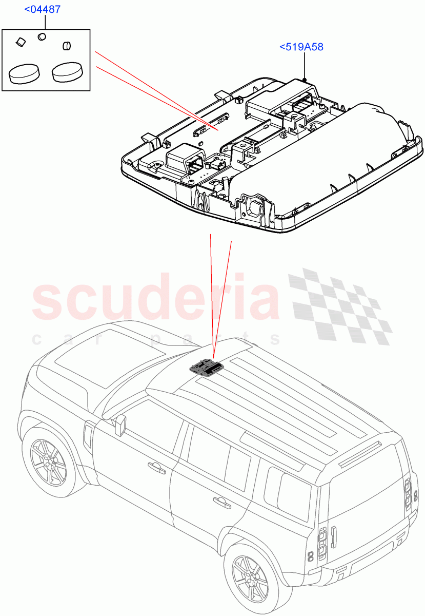 Console - Overhead of Land Rover Land Rover Defender (2020+) [3.0 I6 Turbo Diesel AJ20D6]