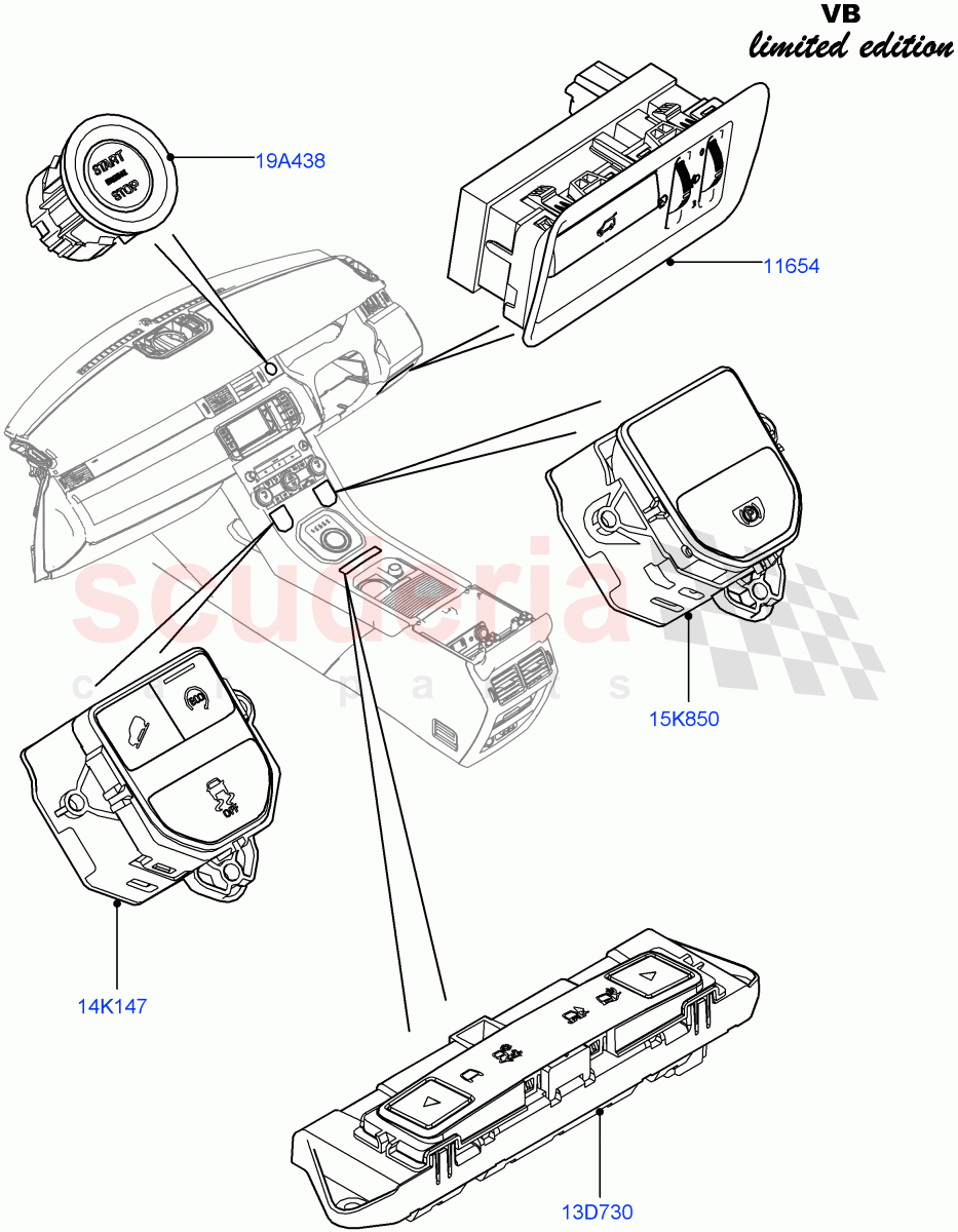 Switches(Facia And Console)(Victoria Beckham Limited Edition,Halewood (UK)) of Land Rover Land Rover Range Rover Evoque (2012-2018) [2.0 Turbo Petrol GTDI]