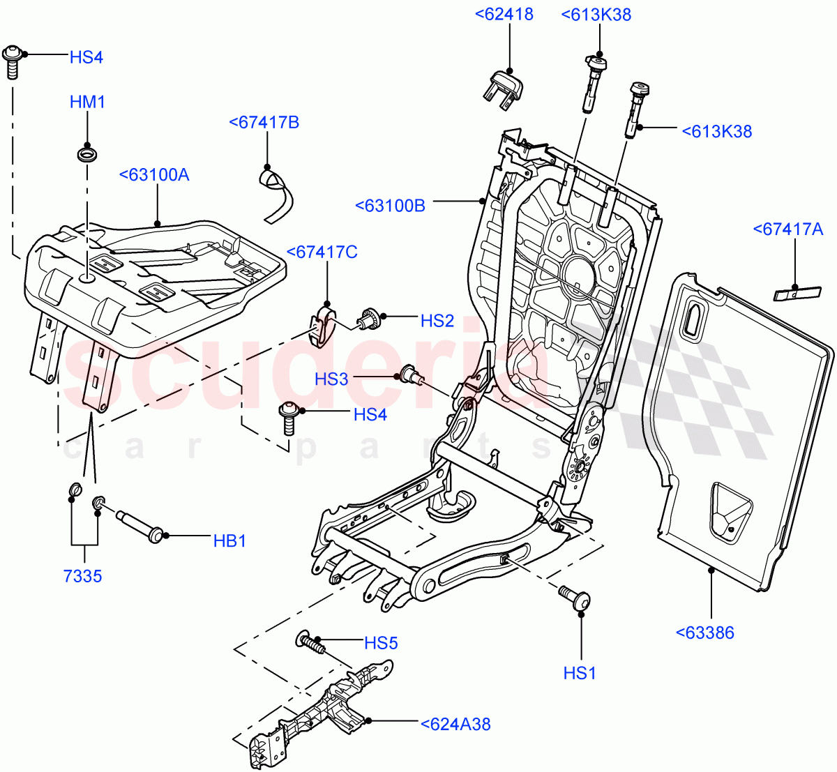 Rear Seat Frame ((V) TO9A999999) of Land Rover Land Rover Range Rover Sport (2005-2009) [4.4 AJ Petrol V8]