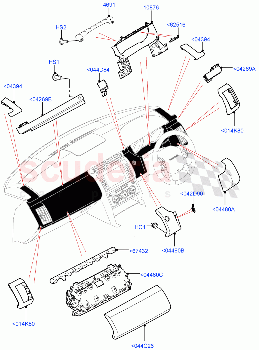 Instrument Panel(Centre, External Components, Nitra Plant Build)((V)FROMK2000001) of Land Rover Land Rover Discovery 5 (2017+) [3.0 I6 Turbo Diesel AJ20D6]