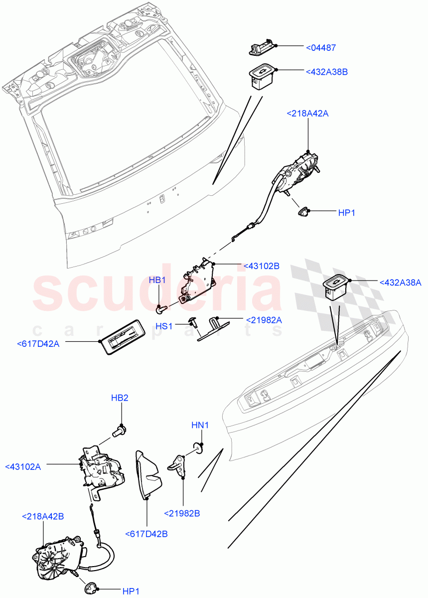 Luggage Compt/Tailgte Lock Controls of Land Rover Land Rover Range Rover (2012-2021) [3.0 I6 Turbo Diesel AJ20D6]