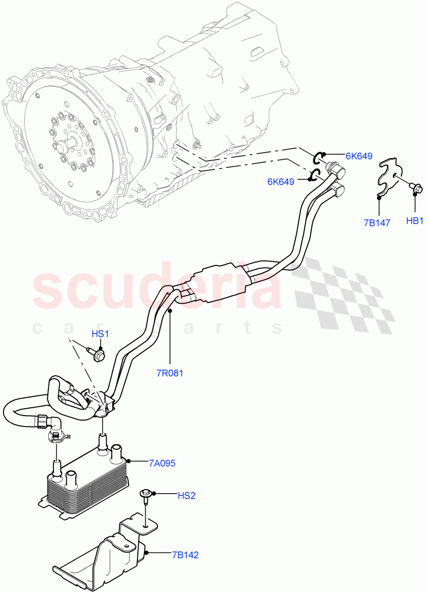 Transmission Cooling Systems(2.0L I4 DSL MID DOHC AJ200,8 Speed Auto Trans ZF 8HP45,2.0L I4 DSL HIGH DOHC AJ200) of Land Rover Land Rover Range Rover Velar (2017+) [3.0 I6 Turbo Diesel AJ20D6]