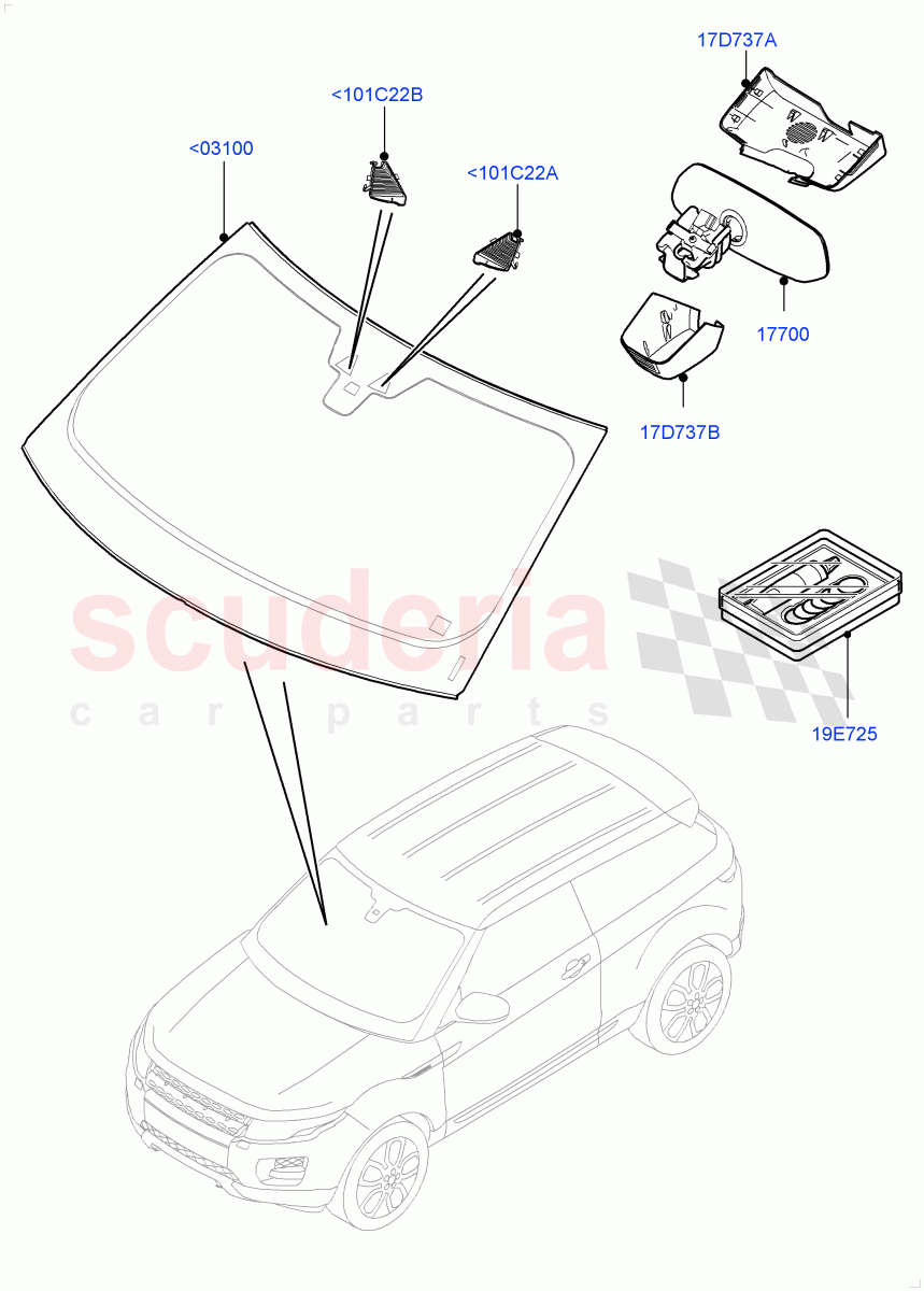 Windscreen/Inside Rear View Mirror (Changsu (China)) ((V) FROMGG134738) of Land Rover Land Rover Range Rover Evoque (2012-2018) [2.0 Turbo Diesel]