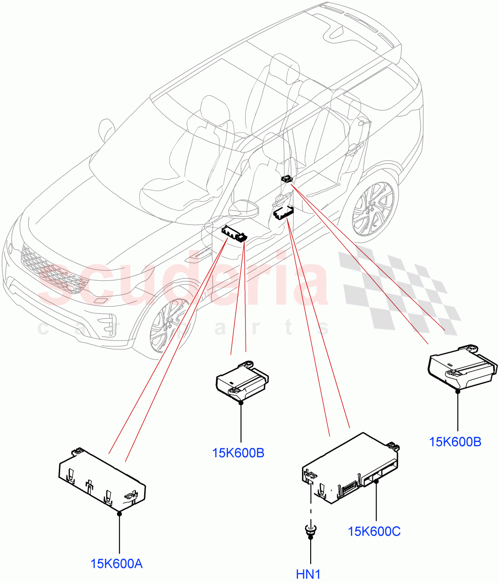 Vehicle Modules And Sensors (Seats, Nitra Plant Build) ((V) FROMK2000001) of Land Rover Land Rover Discovery 5 (2017+) [3.0 I6 Turbo Petrol AJ20P6]