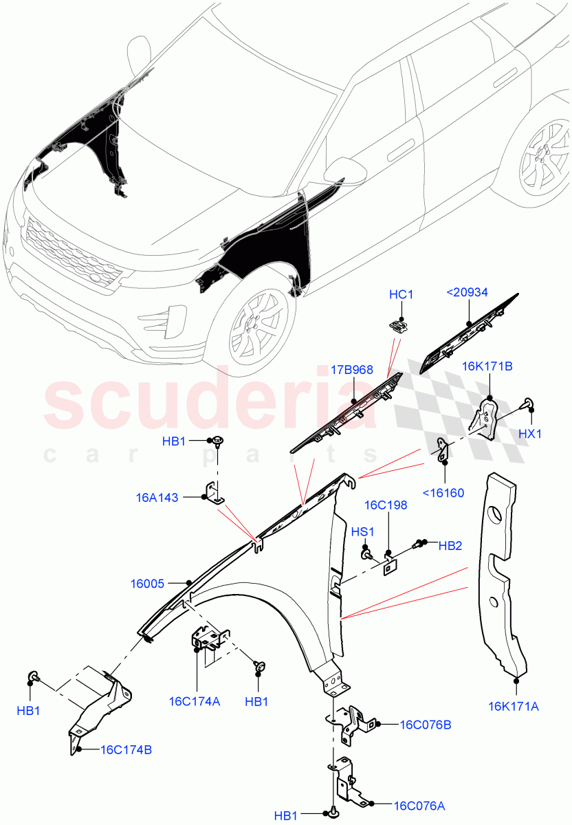 Dash Panel And Front Fenders(Itatiaia (Brazil)) of Land Rover Land Rover Range Rover Evoque (2019+) [1.5 I3 Turbo Petrol AJ20P3]