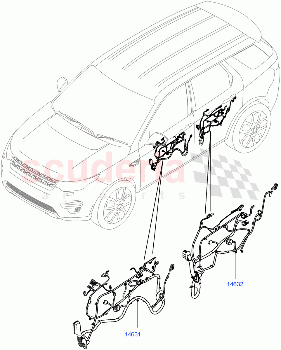 Wiring - Body Closures(Front And Rear Doors)(Halewood (UK))((V)TOGH999999) of Land Rover Land Rover Discovery Sport (2015+) [2.2 Single Turbo Diesel]