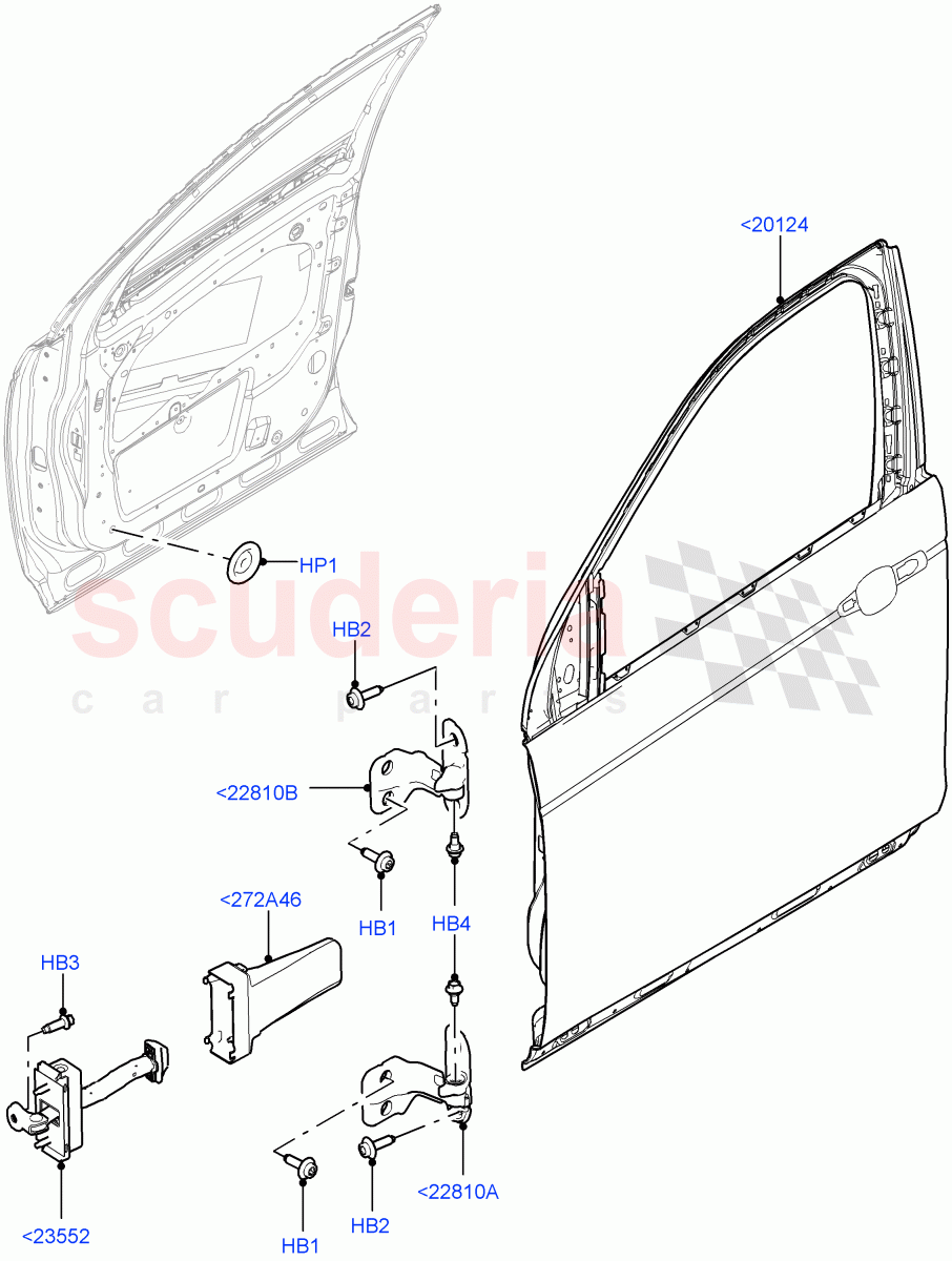 Front Doors, Hinges & Weatherstrips(Door Assembly And Hinges)(Halewood (UK)) of Land Rover Land Rover Discovery Sport (2015+) [2.0 Turbo Diesel AJ21D4]