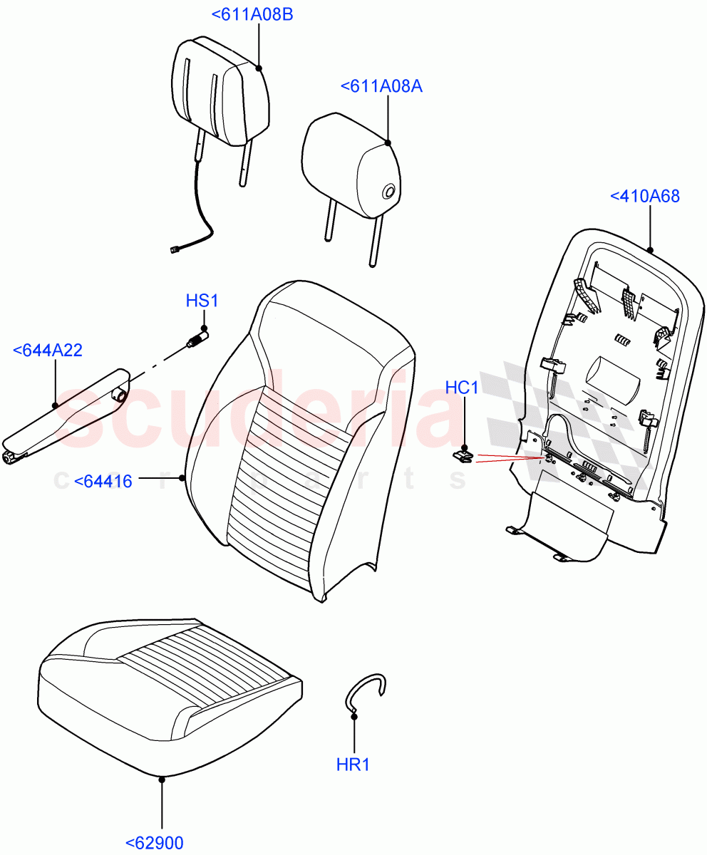 Front Seat Covers(Nitra Plant Build)(Version - Commercial,With 2 Seat Configuration)((V)FROMK2000001) of Land Rover Land Rover Discovery 5 (2017+) [3.0 DOHC GDI SC V6 Petrol]