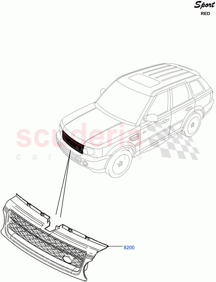 Radiator Grille And Front Bumper (Red Sport LE) ((V) FROMDA000001) of Land Rover Land Rover Range Rover Sport (2010-2013) [3.6 V8 32V DOHC EFI Diesel]