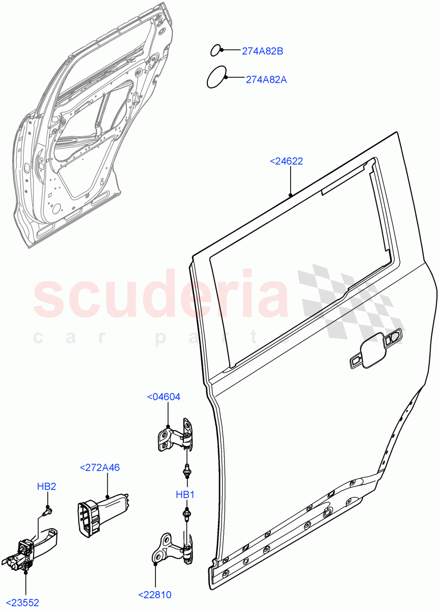 Rear Doors, Hinges & Weatherstrips(Door And Fixings)(Standard Wheelbase) of Land Rover Land Rover Defender (2020+) [2.0 Turbo Diesel]