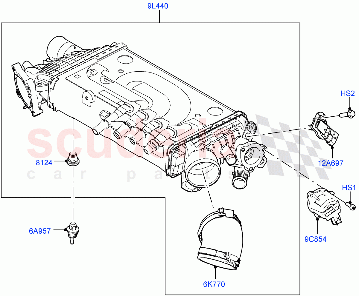 Intercooler/Air Ducts And Hoses (Nitra Plant Build) (3.0L AJ20P6 Petrol High) ((V) FROMM2000001) of Land Rover Land Rover Defender (2020+) [3.0 I6 Turbo Petrol AJ20P6]